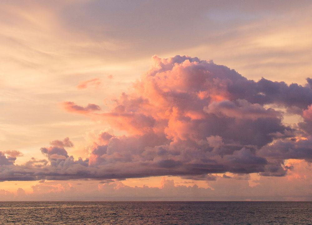 Clouds in the sky over a horizon