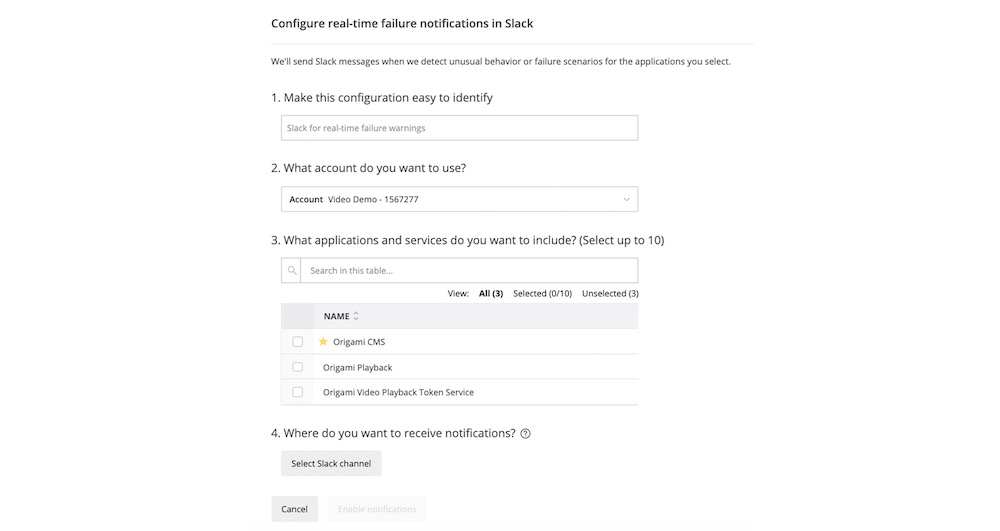 configure proactive detection for slack example