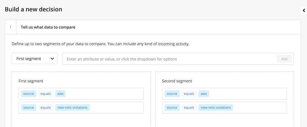 The New Relic AI decision builder