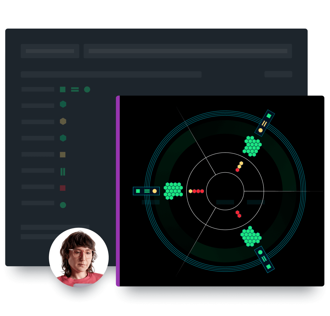 Screen showing a Kubernetes cluster and the health and key metrics of nodes, pods, containers, and workloads. 