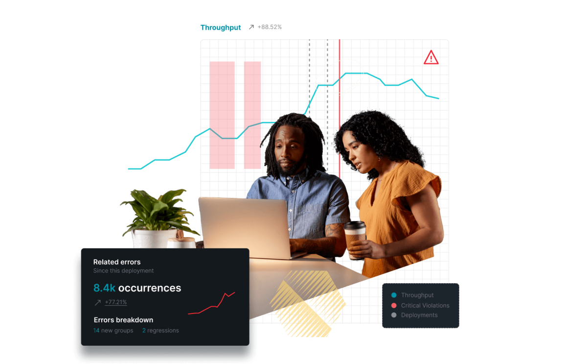 Two developers working to diagnose a problem using change tracking