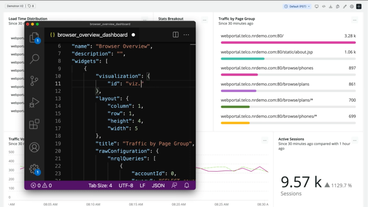 New Relic dashboards product capability screen capture 