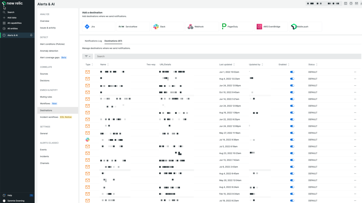 New Relic AIOps product capability screen capture 