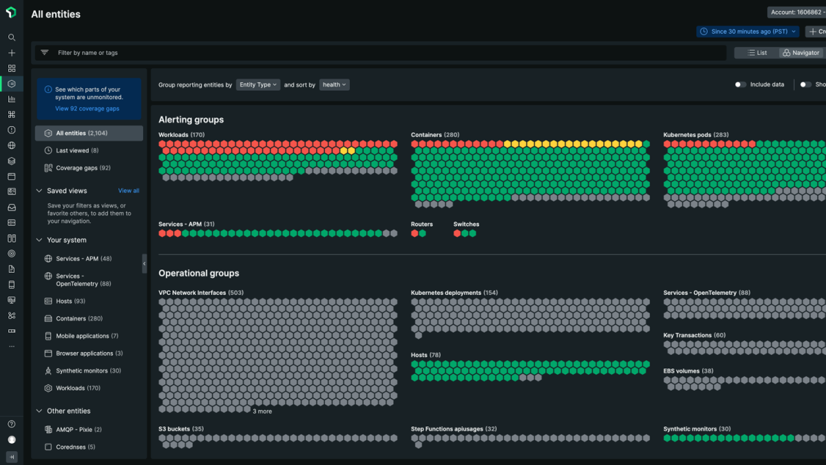 New Relic explorer product capability screen capture 