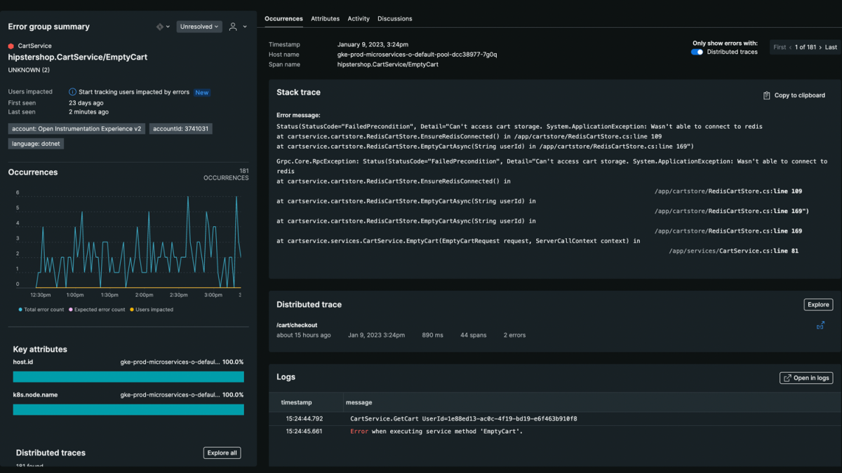 New Relic OpenTelemetry product capability screen capture 