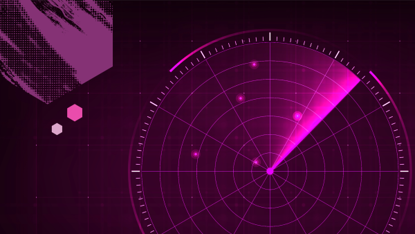 Graphic of radar imagery, circular graphics with hexagons