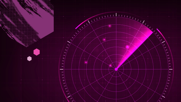 Graphic of radar imagery, circular graphics with hexagons