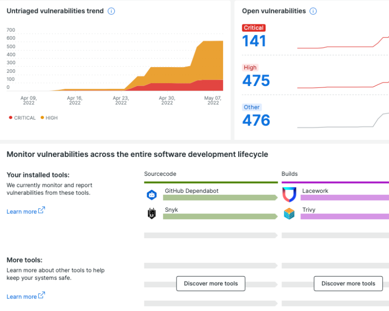 New Relic Vulnerability Management product screenshot